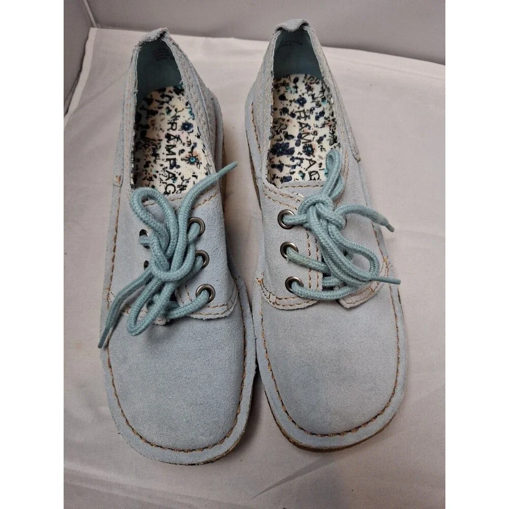 RAMPAGE women's Light Blue Suede Oxford Boat Shoes Loafers Moccasins Size 6.5